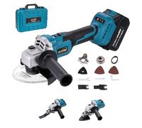 KATSU FIT-BAT 21V Brushless Cordless Angle Grinder 115mm 125mm with 3.0 Ah Battery and Charger & Oscillating Multi Tool Adapter Attachment Kits for Grinding Cutting Polishing 102617B