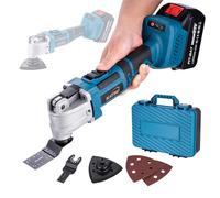 KATSU FIT-BAT 21V Brushless Cordless Oscillating Multitool with 3.0Ah Battery and Charger, 6 Variable Speed, Quick Change System, 5 Accessories Included, Packed in Plastic Case