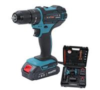 KATSU FIT-BAT 21V Cordless Impact Drill Screwdriver Combo Kit with 2 Batteries and Accessories, 13mm Keyless Chuck, Variable Electronic Speed with 2 Gears, LED Light, for DIY Home Improvement