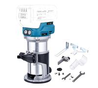 KATSU FIT-BAT Brushless Cordless Wood Trimmer Laminator Router Joiners Tool 18V/21V, Aluminium Trimmer Base, 3 Chucks Collets 1/4", 6mm and 8mm, No Battery and Charger 102751