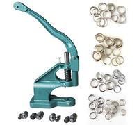KATSU Hand Press Grommet Machine Heavy Duty Grommet Eyelet Table Mount Hole Punch Tool with 4 Dies 6mm/10mm/12mm/14mm and 400PCs Chrome Grommets for Fabric Tarps Bags Making Curtains Kit 953103