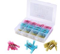 KATSU Heat Shrink Wire Connector 200PCs 0.8mm Copper Thinckness Waterproof Electrical Connectors Crimp Butt Terminals Kit Automotive Marine (3 Colors / 3 Sizes)
