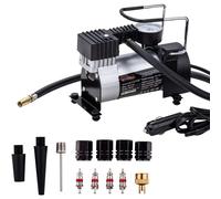 KATSU Heavy Duty Car Tyre Inflator 12V DC 14A 150PSI High Volume Air Compressor Tyre Pump for Cars, Vans, 4x4's + 3 Extra Nozzle Adapters