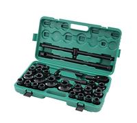 KATSU Impact Socket Set 3/4 Inch Hex Drive 26PCs, 21-65mm Metric with 24-Teeth Ratchet Wrench, Mechanic Garage DIY Automotive Trucks Tractors Engines Repair Tool (Budget)