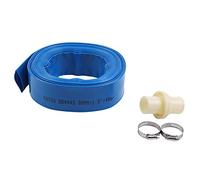 KATSU Layflat Discharge Hose Pipe 10m x 38mm 1-1/2 Inch Diameter with 2 Clips and Quick Coupler Connector, Fits Submersible & Other Water Pumps for Draining Pond, Garden Irrigation, Hot Tub, Pool