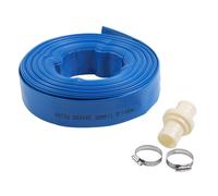 KATSU Layflat Discharge Hose Pipe 20m x 38mm 1-1/2 Inch Diameter with 2 Clips and Quick Coupler Connector, Fits Submersible & Other Water Pumps for
