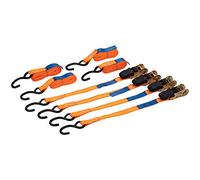 KATSU Ratchet Tie Down Lashing Strap 4 Pack, 500kg 4.5m Heavy Duty Securing Straps 25mm Width Adjustable Tensioning Belt with Claw Hooks for Luggage Cargo Vans Appliances Moving and Material Handling