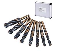 KATSU Reduced Shank HSS Drill Bits Set 8Pcs, 14-25mm Metric High Speed Steel Twist Drill Bits 1/2" Shank for Wood Metal Steel in Aluminum Case 12697005