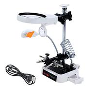 KATSU Soldering Magnifying Glass with LED Lamp Third Helping Hands 3.5X 5X 8X Magnifier Soldering Holding Devices with Alligator Clips for Assembly Repair Jewellery Craftwork 312108