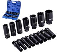 KATSU Tools 1/2" Impact Socket Set 16PCs 10-32mm Deep Heavy Duty Car Repair Tyre Bolt Removal Wrench 420441