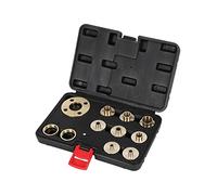 KATSU Tools 11-Piece Brass Router Template Guide Bushing Set, Imperial Size | High Precision Router Guide Bushings Lock Nut and Adapter Plate Kit in Plastic Case, Model 105435