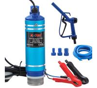 KATSU Tools 12V Diesel Fuel Oil Transfer Pump Kit 120W (MAX), Large Flow Rate, Dual Layer Filter, Ø52mm Portable Aluminum Alloy Submersible Water Pump with Dispenser Gun and 5m Hose