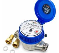 KATSU Tools 13mm Cold Water Meter with Copper Body, ABS Screen Cover, Mechanical Water Usage Counter for Garden & Home, Model 15180813