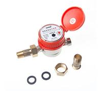 KATSU Tools 13mm Hot Cold Water Meter with Copper Body, ABS Screen Cover, Mechanical Water Usage Counter for Garden & Home, Model 15180913