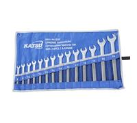 KATSU Tools 14 Pieces Combination Spanner Set Metric Size 8-24mm Garage Workshop Mechanic Car Repair Toolkit with Storage Pouch 441232
