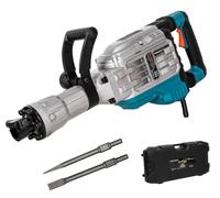 KATSU Tools 1700W Demolition Hammer Breaker, 60J Impact Force, 1900bpm, Anti-Vibration, Multi-Position Side Handle, Pointed & Flat Chisels, Carry Case, Model 101107