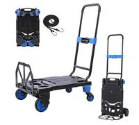 KATSU Tools 2 In 1 Folding Sack Truck, 150kg/80kg Capacity, Retractable Handle, Multi Function Hand Truck Trolley, Platform Cart Dolly, Sack Barrow, for Moving Items
