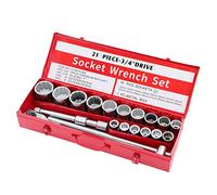 KATSU Tools 3/4" Impact Socket Set 21PCS, 12-Point 19-50mm, Ratchet Wrench