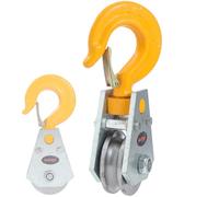 KATSU Tools 3 Ton Snatch Block with 2 Bearings, Swivel Hook and Latch, Heavy Duty Wire Rope Pulley Block Roller, Loading Pulling Lifting Block 182196
