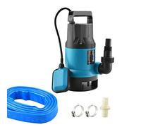 KATSU 400W Portable Submersible Pump for Clean and Dirty Water 8000L/h for Garden Pond, Pools, Ditches + 10m 1" PVC Hose + Quick Coupler Connector + Float Switch