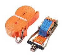 KATSU Tools 5000kg (5 Tonne) 10m Ratchet Tie Down Lashing Strap Heavy Duty Tensioning Belt Material Handling EN 12195-2 with Belt Width of 5cm + Claw Hook