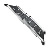 KATSU Tools Dog Ramp, 150lbs Loading Capacity, Aluminum Alloy Portable Foldable Lightweight Anti-Slip Ramp, 71-156cm, Black/Silver 699900