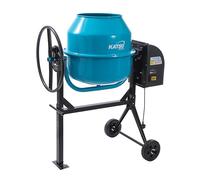 KATSU Tools Electric Concrete Mixer 140L - 550W Portable Cement Mortar Mixing Machine with Cast Iron Ring Gear, Tipping Wheel, Ideal for DIY and Construction, Model 167344