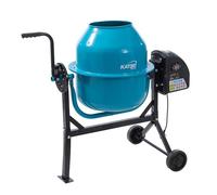 KATSU Tools Electric Concrete Mixer 80L - 220W Portable Cement Mortar Mixing Machine with Wheels, Stand and Tipping Handle, Ideal for DIY and Construction, Model 167341