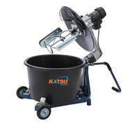 KATSU Tools Electric Paddle Mixer 1300W with 65L Plastic Drum, Portable Mobile Rotating Bucket Mixer, Dual-Action Mixing System, Safety Switch, for Mixing Plaster Paint Cement Mortar