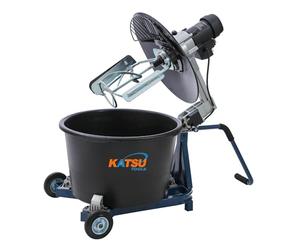 KATSU Tools Electric Paddle Mixer 1300W with 65L Plastic Drum, Portable Mobile Rotating Bucket Mixer, Dual-Action Mixing System, Safety Switch, for Mixing Plaster Paint Cement Mortar