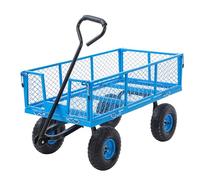 KATSU Tools Garden Trolley Cart with Steel Mesh 96x51cm, 400kg Capacity, 180° Rotatable Handle, Pneumatic Tyres, Utility Wagon with Wheels, for Outdoor, Gardening, Camping