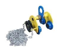 KATSU Tools Heavy Duty 1 Ton Overhead Geared Beam Trolley Hoist Lifting Tackle with Chain, Adjustable Width Lifting Tackle for Garage Workshop Warehouse, Model 181971