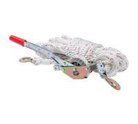 KATSU Tools Heavy Duty Ratchet Rope Puller 3/4 Ton Capacity with 15m x 15mm Rope, 2 Steel Hooks, Come Along Winch, for Moving Boats Trailers, Transporting Logs, Tree Felling and More
