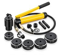 KATSU Tools Hydraulic Punch Driver Set 63-114mm - Heavy Duty 150kN Knockout Punch Kit with 5 Dies, Hydraulic Hole Punch Tool for Sheet Metal, Electrical Cabinets & Steel Plate, Model 405194