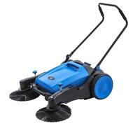 KATSU Tools Manual Sweeper, 2 Side Brushes, 55L Waste Container, 1050mm Sweeping Width, Adjustable Foldable Handle, Non-Electric Walk-Behind Hand Push Floor Sweeper for Indoor and Outdoor 335140