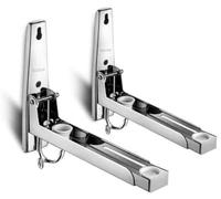 KATSU Tools Microwave Oven Stand Stainless Steel Wall Mounting Adjustable Foldable Folding Shelf Brackets with Hook, Max Load 40kg, for Home Kitchen Installation Accessories, Silver 507252