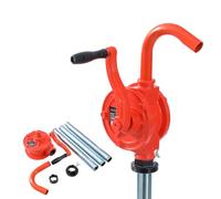 KATSU Tools Oil Barrel Pump, Cast Iron, Hand Diesel Oil Rotary Drum Pump, 3-Piece Suction Pipes, Garage Workshop Refuelling Fuel Oil Tank Barrel Transfer Pump 481306