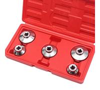 KATSU Tools Oil Filter Wrench Cup Set 5PCs 24-38mm - 3/8" Drive Oil Filter Socket Removal Tool Set - Chrome Plated Carbon Steel for Car Auto Repair, Model 450250