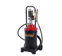 KATSU Tools Pneumatic Grease Pump 12 Litre Portable Air Operated Grease Lubricator with 12ft Hose and Grease Gun, 500 Bar Max Pump Pressure, for Car Truck Machinery