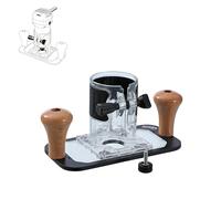 KATSU Tools Trimmer Base Plate, Aluminum Alloy, Woodworking Plastic Plunge Base with Rubber, Wooden Handle, for Electric or Cordless Hand Wood Trimmer Routers