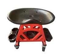 KATSU Workshop Stool 300lbs Capacity Garage Stool with Wheels, Heavy Duty Mobile Rolling Mechanics Creeper Seat with Tool Storage Trays for Auto Detailing Repair 449306