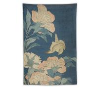 Katsushika Hokusai Peonies And Canary Poster Wall Art Tapestry Decorative Bedroom Modern Home Print Picture Artworks Tapestries 40"x60"
