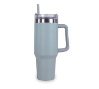 Katsy Style 40 oz Grey Tumbler with Handle & Straw Lid - Leak Proof Double Vacuum Stainless Steel Insulated Travel Mug, 1200ml