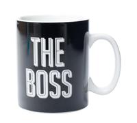 Katsy Style Ceramic The Boss Large Single Mug - Coffee Tea Cup, Modern Theme, Durable Handle, Hot and Cold Beverage Safe, Black Color, One Piece