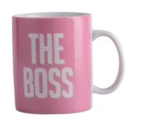 Katsy Style Ceramic The Boss Large Single Mug - Coffee Tea Cup, Modern Theme, Durable Handle, Hot and Cold Beverage Safe, Pink Color, One Piece