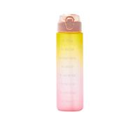Katsy Style - Hydrate 900ml Ombre Tracker Bottle, BPA-Free Plastic Water Bottle - Gradient Yellow Pink, Motivational Time Marker Drinkware for Daily Hydration, One Unit