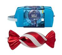 Katsy Style Men Skincare Gift Set with Shower Gel 250 ml, Face Wash 100 ml, Lip Balm 4.8 g, Washbag + Christmas Sleigh Bells Sweet Decoration 30 cm, Festive Combo Pack of 2