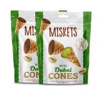 Katsy Style Mini Dubai Style Cones (Pack of 2)- 50g Each, Pistachio Kadaifi and Milk Chocolate Filled Snack Cones, Vegetarian Friendly Sweet Treats, Crunchy Bite-Sized Confection