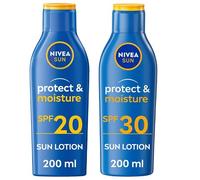 Katsy Style Nivea Sun Protect & Moisture Sun Lotion SPF20 200ml & SPF30 200ml - UVA/UVB Protection, Water Resistant, Long-Lasting Moisturisation