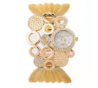 Katsy Style Women's Diamond Mesh Bracelet Watch - Gold Plated Luxury Quartz Timepiece, Alloy Case, Charm/Fashion